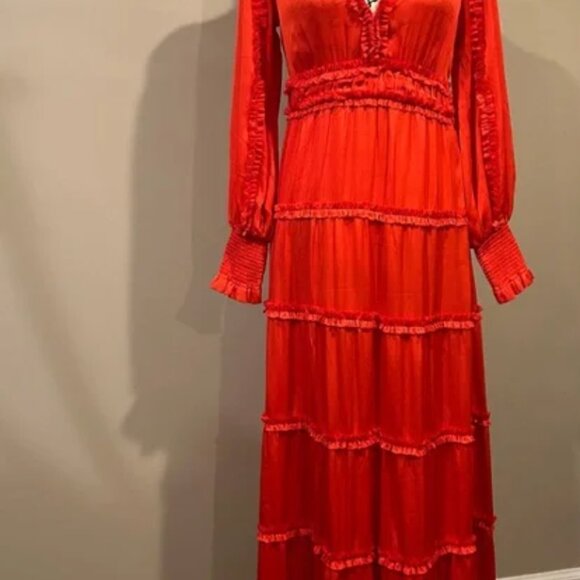 Chelsea Violet XS Dress Satin Plisse Red TAILORED Tailored down to XXS - Picture 2 of 5